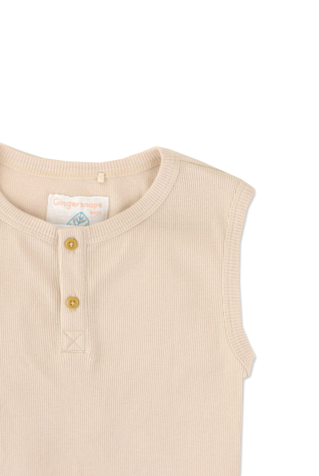 جينجرسنابس تانك توب ولادي سادة كت بأزرار أمامية بيج