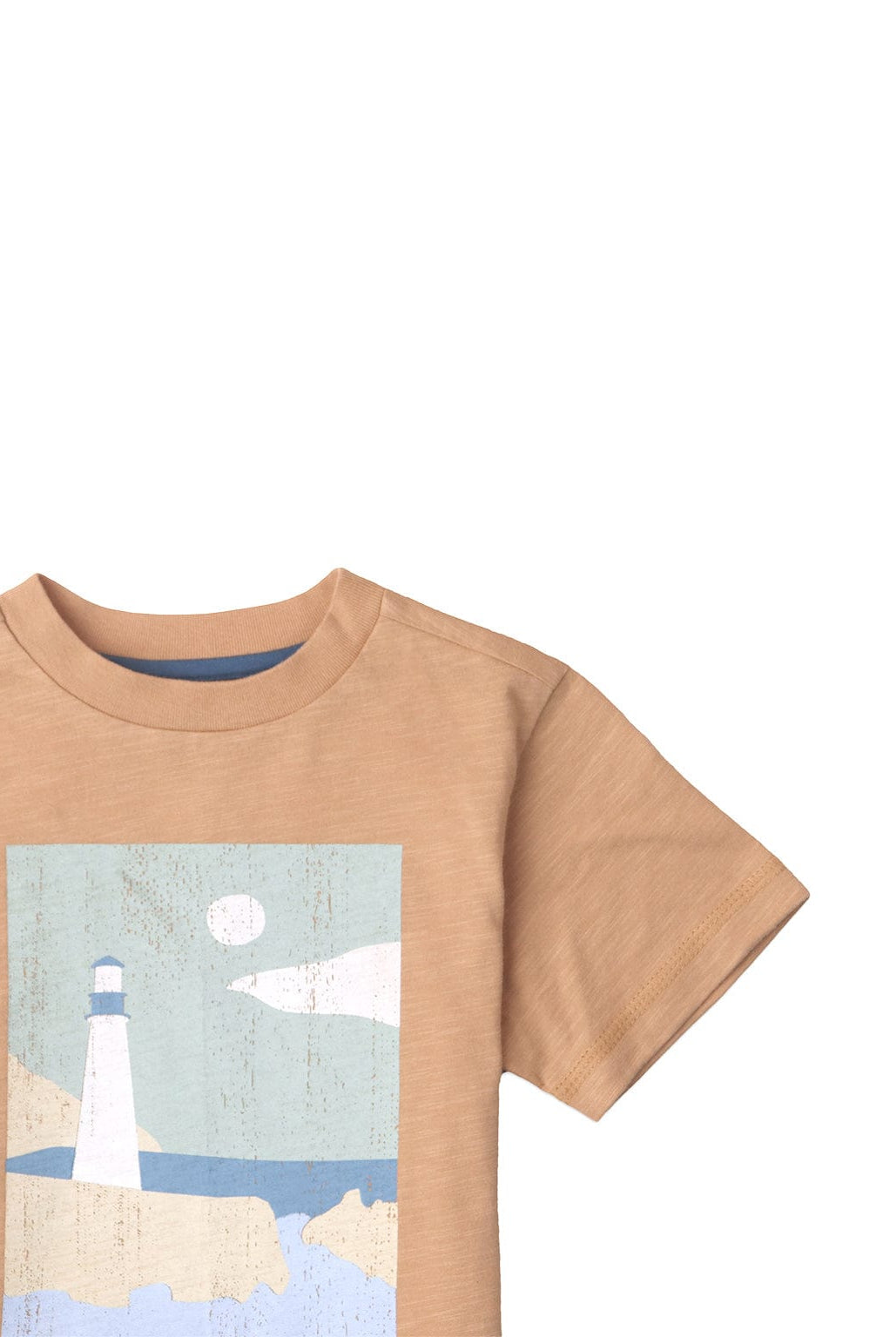 جينجرسنابس تيشيرت ولادي بطبعة أمامية وياقة دائرية نص كم بني