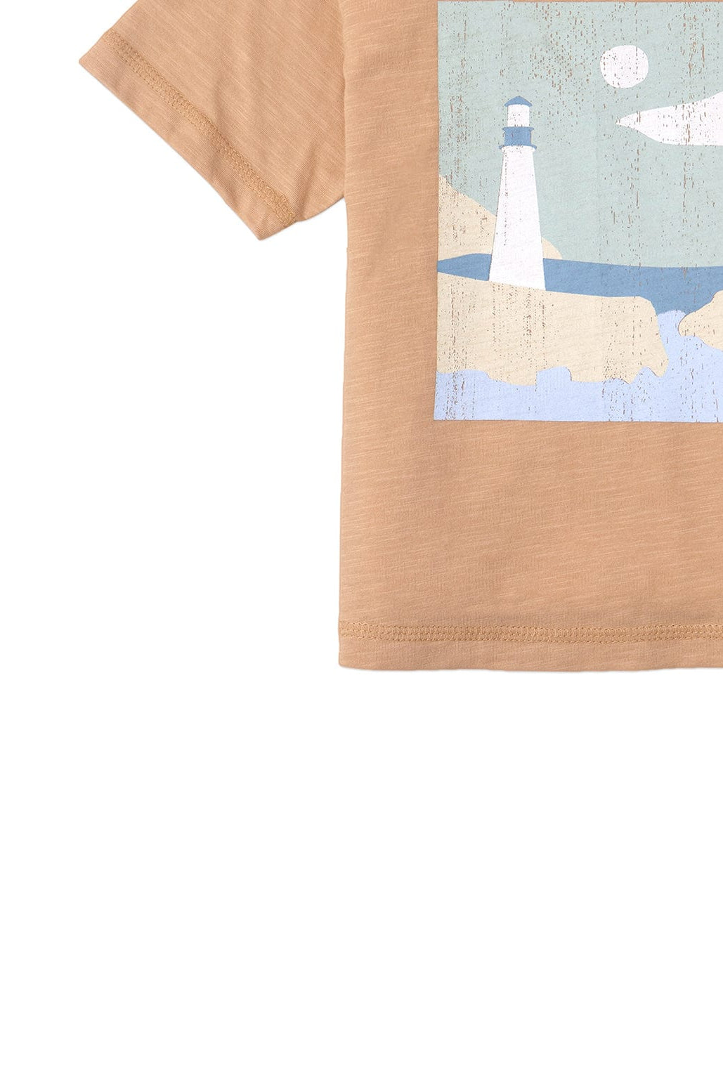 جينجرسنابس تيشيرت ولادي بطبعة أمامية وياقة دائرية نص كم بني