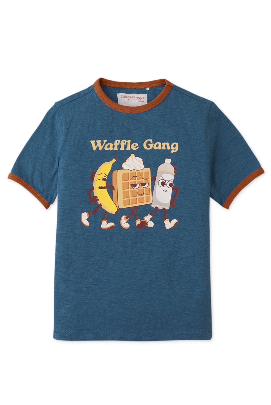 جينجرسنابس تيشيرت ولادي بطبعة أمامية نص كم - أزرق