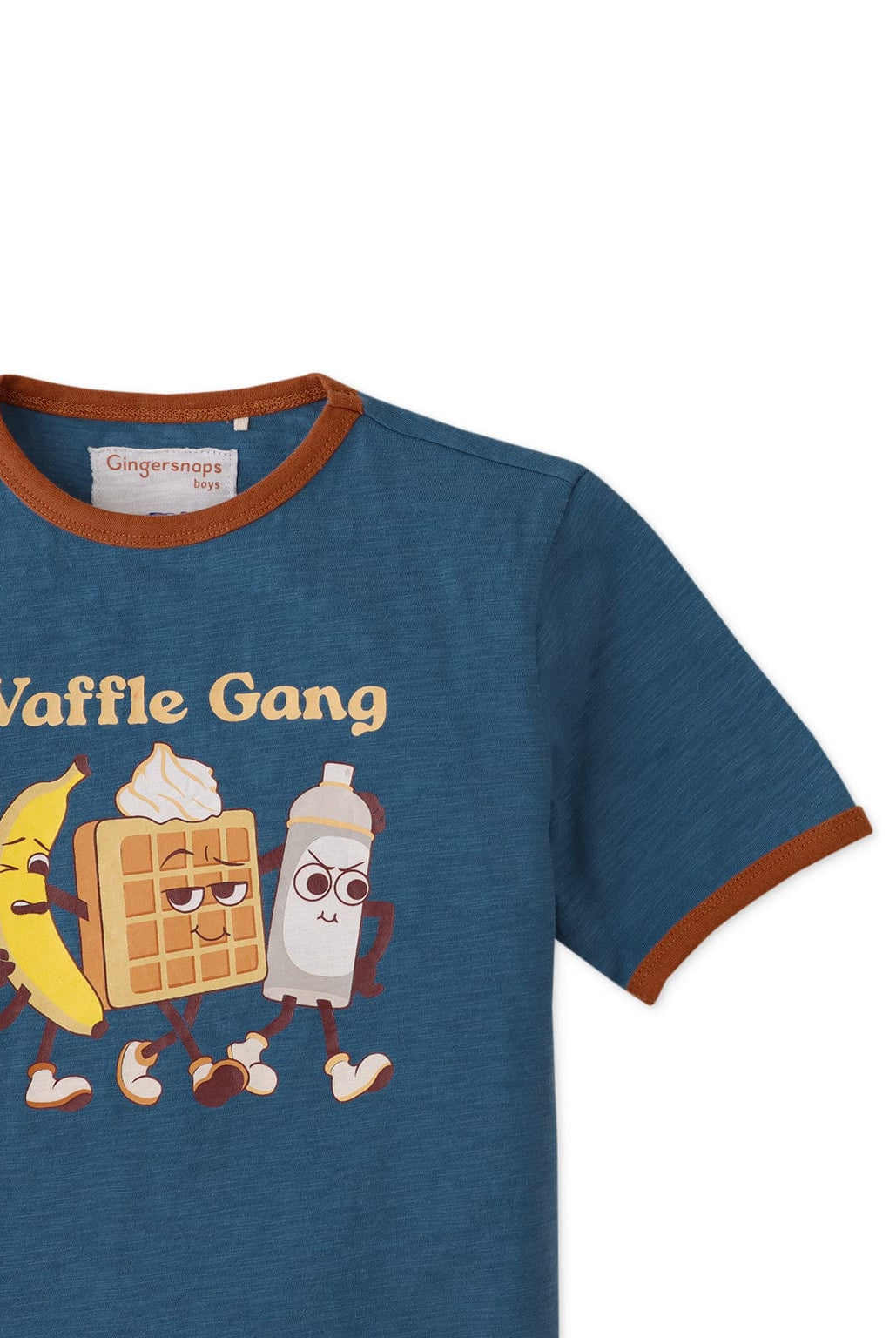 جينجرسنابس تيشيرت ولادي بطبعة أمامية نص كم - أزرق