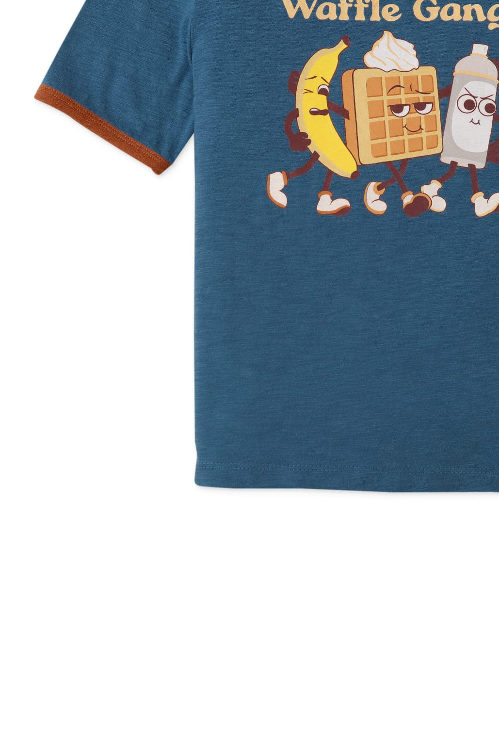 جينجرسنابس تيشيرت ولادي بطبعة أمامية نص كم - أزرق