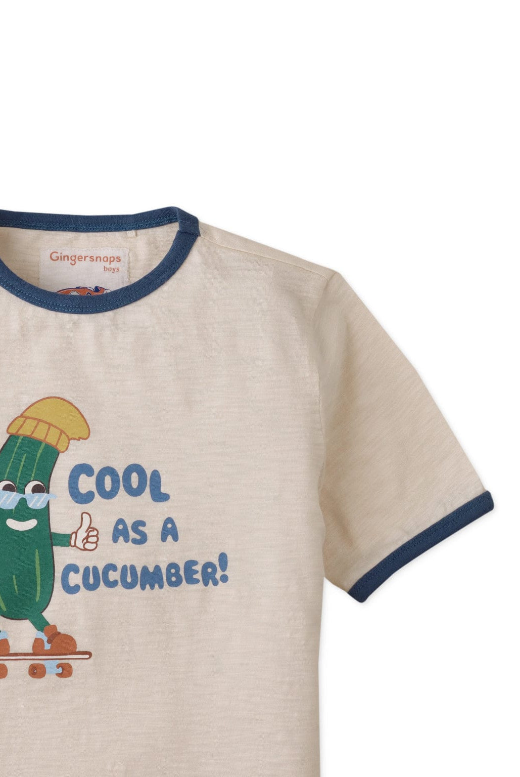 جينجرسنابس تيشيرت ولادي بطبعة أمامية نص كم برقبة دائرية أوف وايت