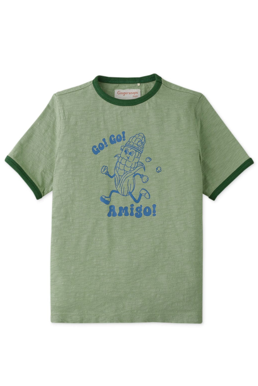 جينجرسنابس تيشيرت ولادي بطبعة أمامية نص كم - أخضر