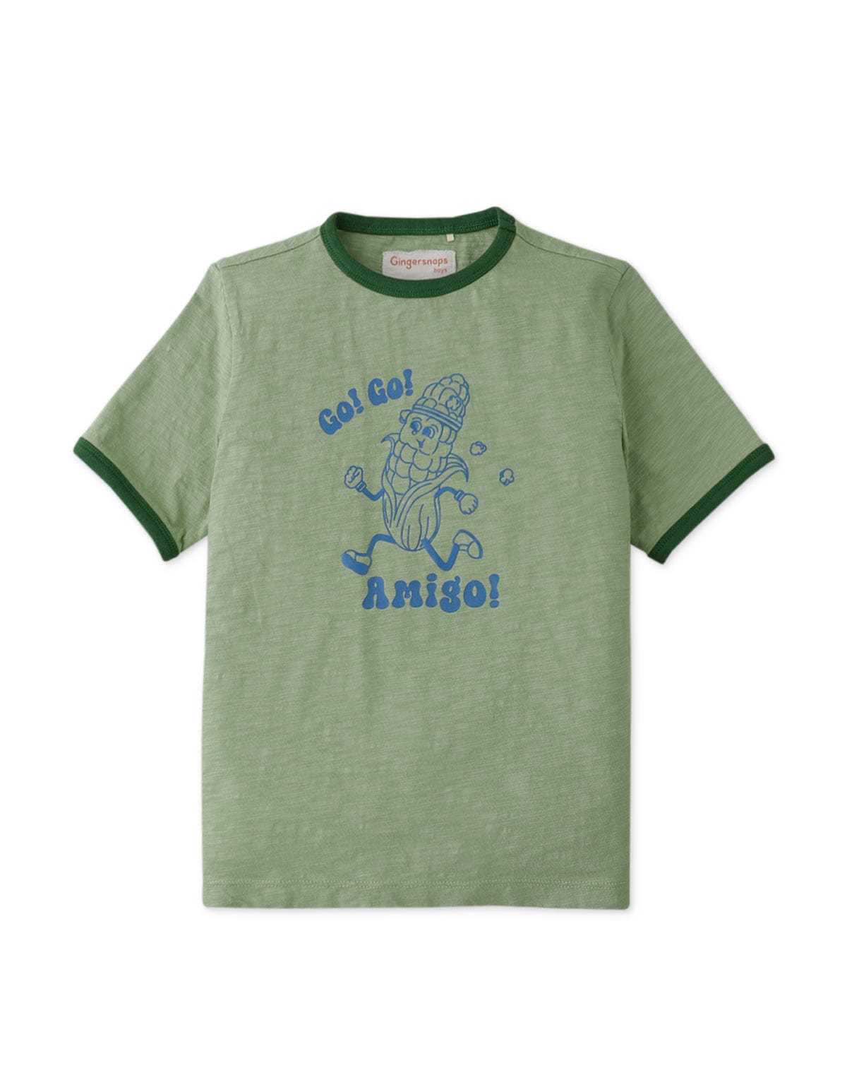 جينجرسنابس تيشيرت ولادي بطبعة أمامية نص كم - أخضر