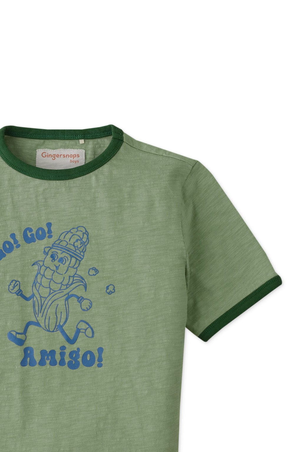 جينجرسنابس تيشيرت ولادي بطبعة أمامية نص كم - أخضر