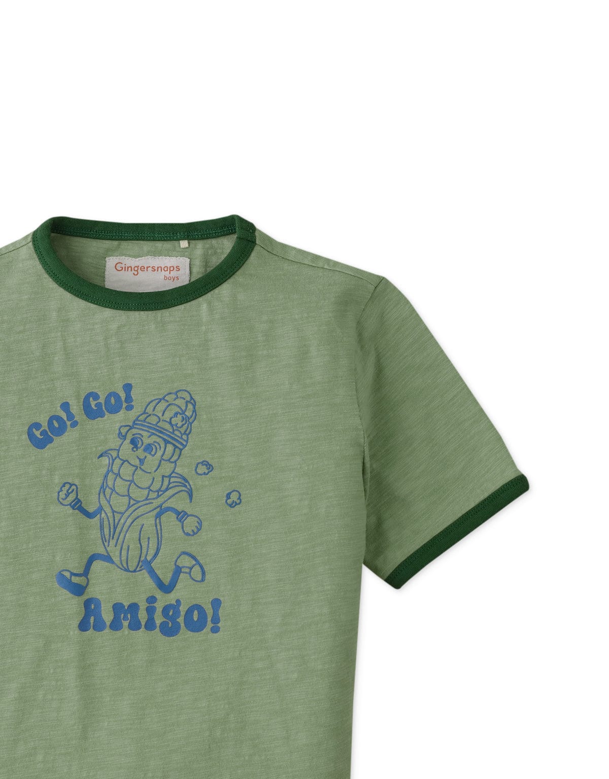 جينجرسنابس تيشيرت ولادي بطبعة أمامية نص كم - أخضر