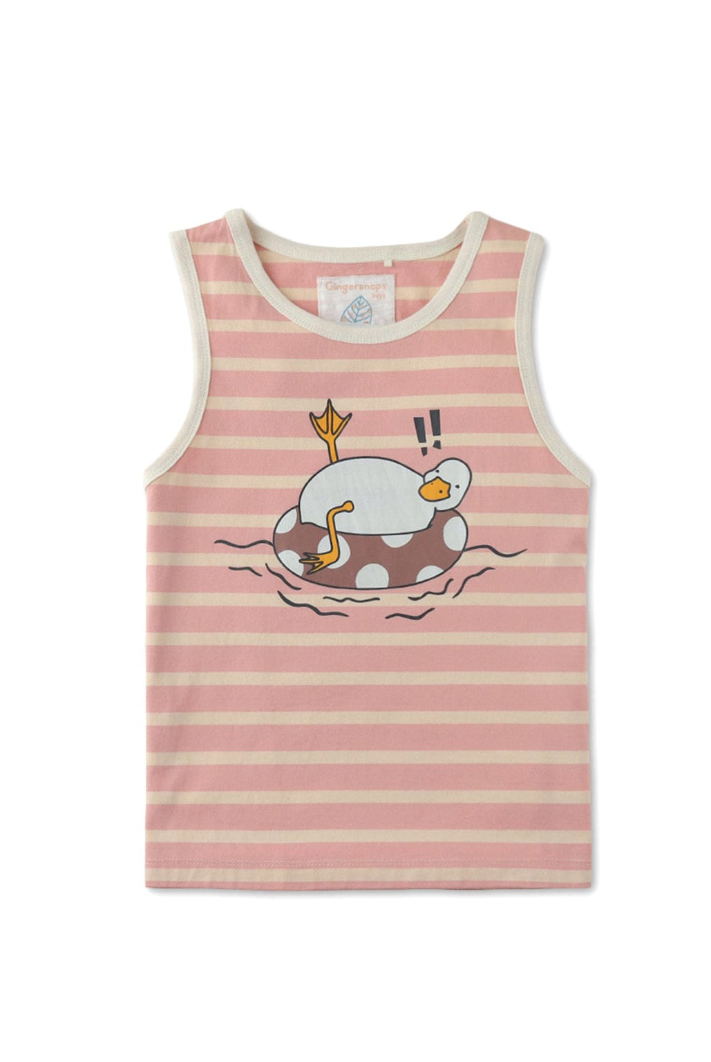 جينجرسنابس تيشيرت أولادي مخطط بالعرض طبعة بطة أحمر