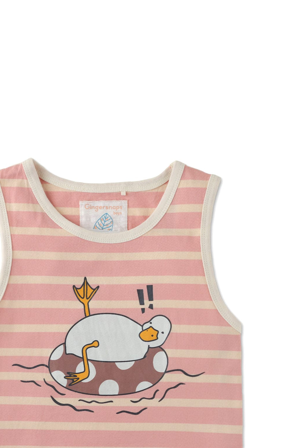 جينجرسنابس تيشيرت أولادي مخطط بالعرض طبعة بطة أحمر