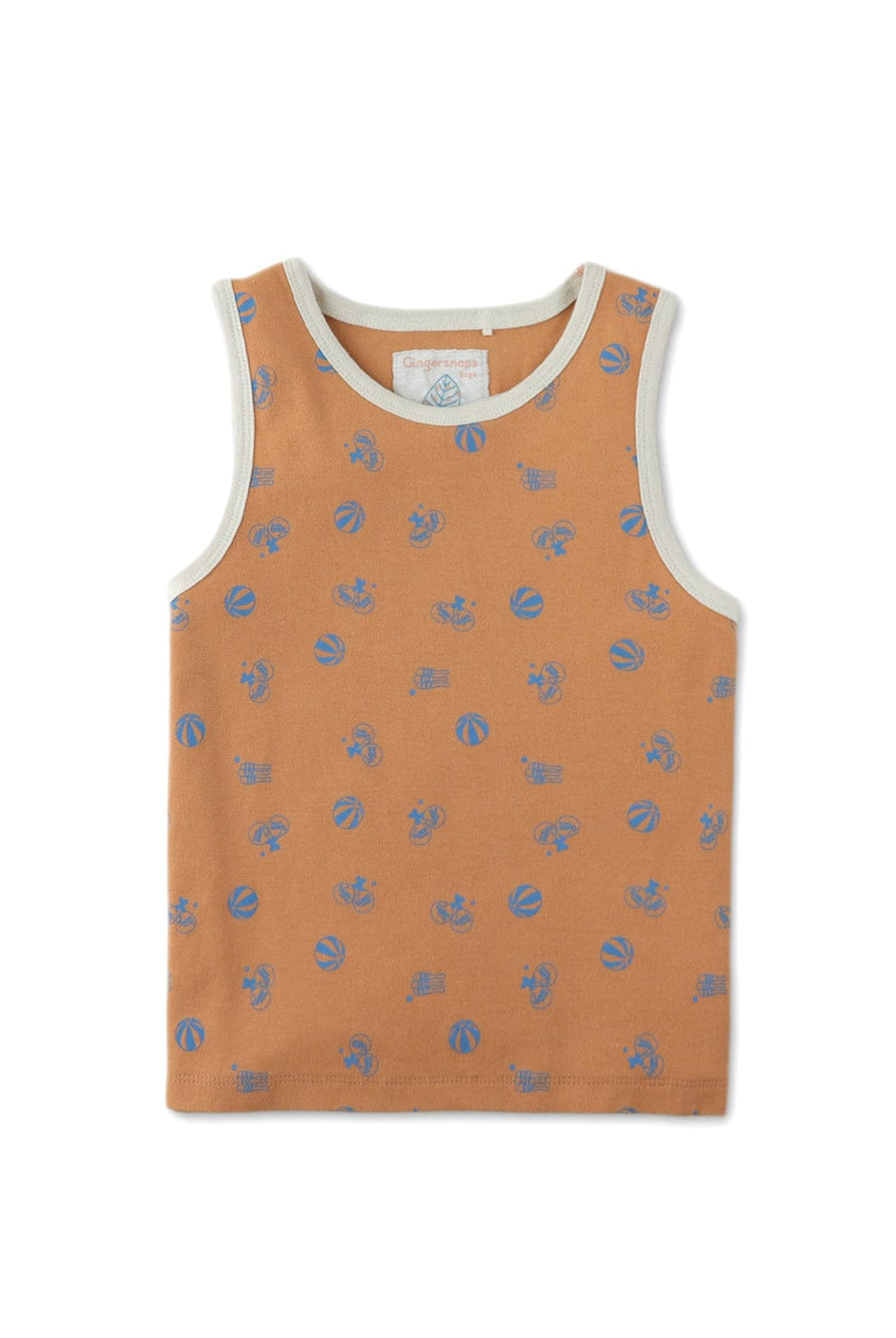 جينجرسنابس تيشيرت أولادي بني بدون أكمام منقوش بني