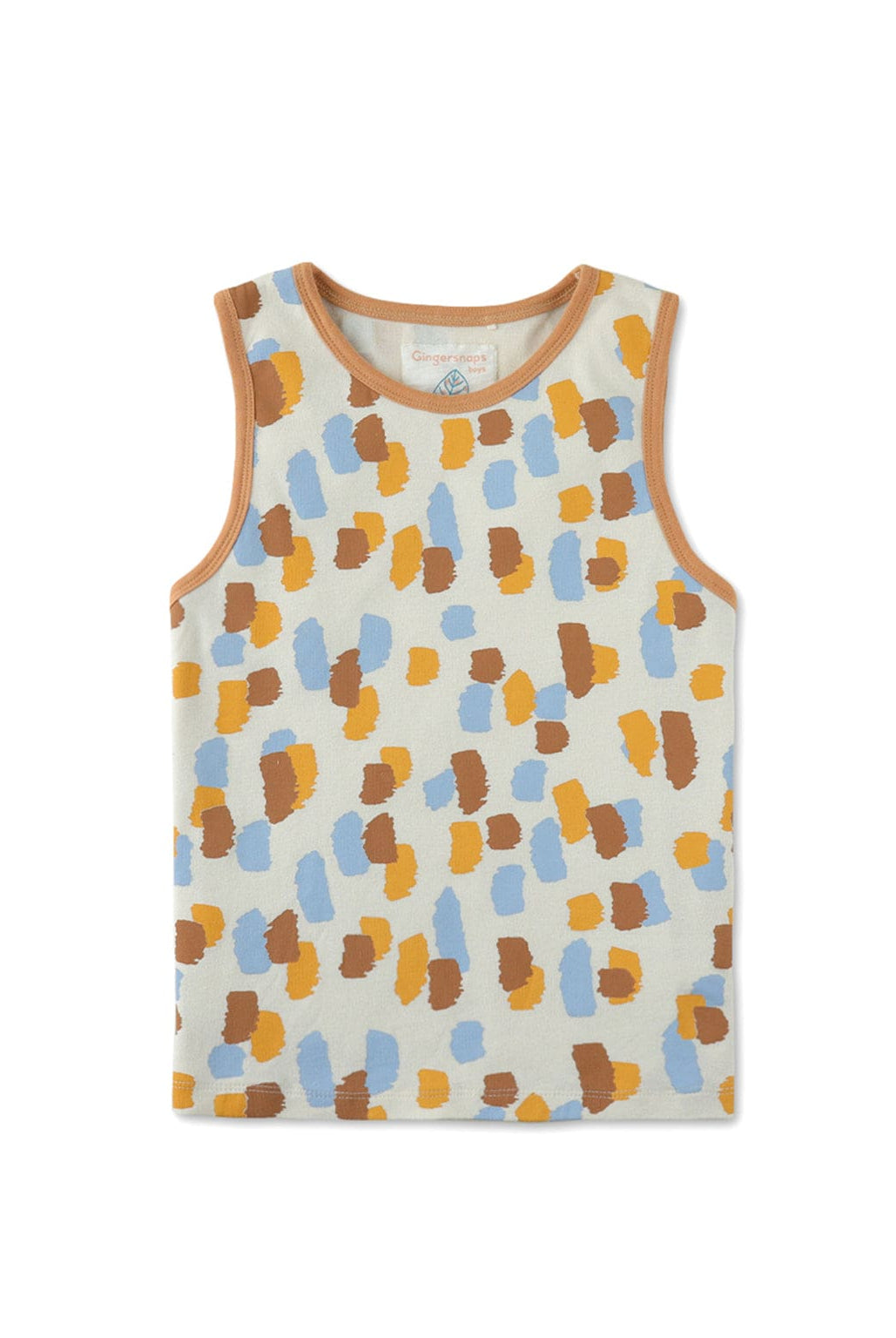 جينجرسنابس تيشيرت أولادي بدون أكمام مطبوع بيج