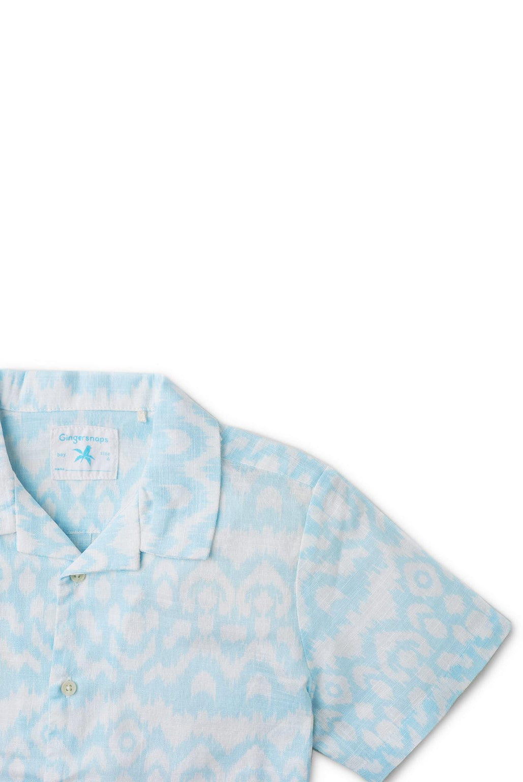 جينجرسنابس قميص منقوش بأزرار أمامية نص كم وياقة أولادي أزرق