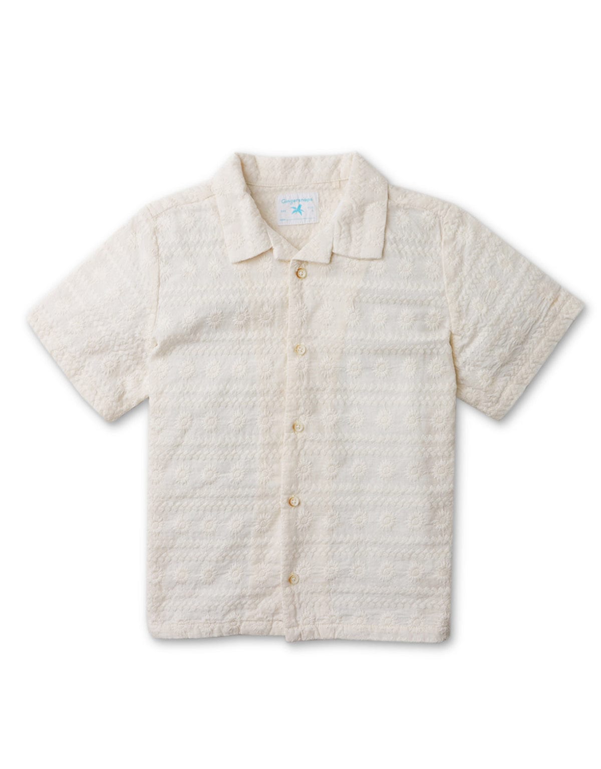 جينجرسنابس قميص أولادي بأزرار أمامية نص كم بياقة أوف وايت