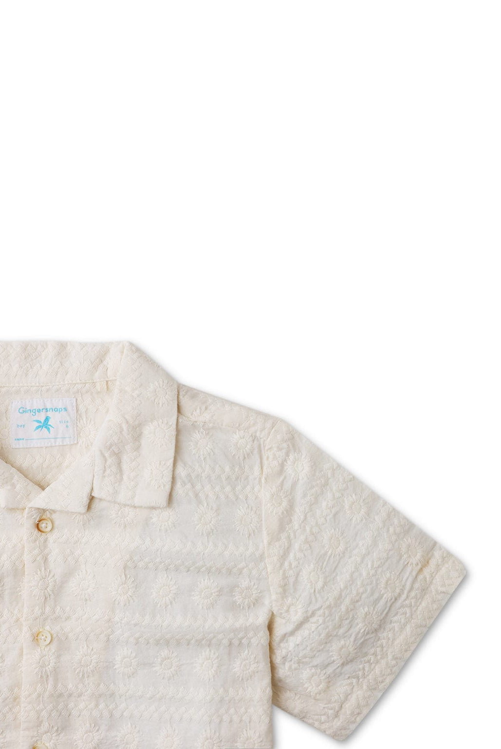 جينجرسنابس قميص أولادي بأزرار أمامية نص كم بياقة أوف وايت