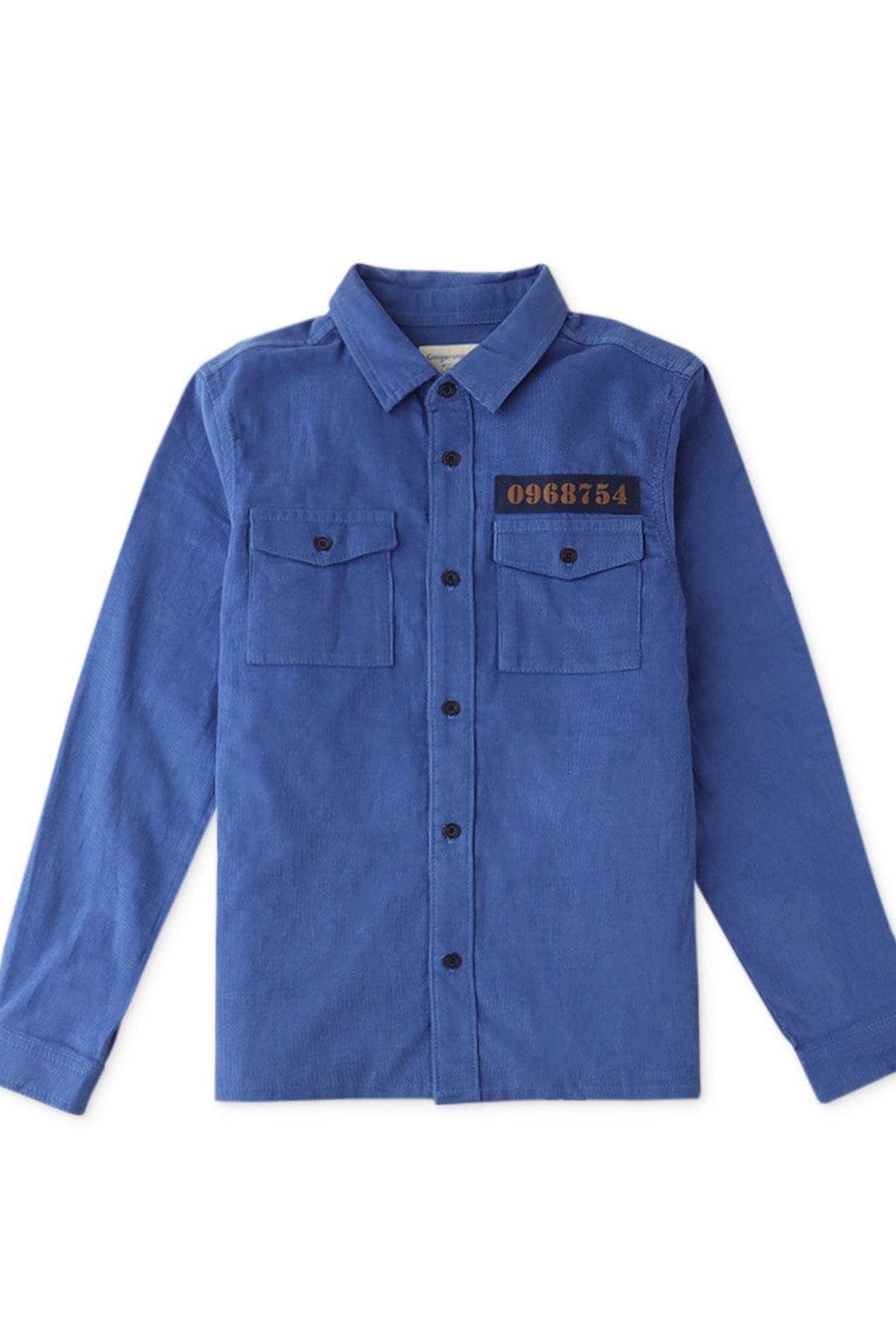 جينجرسنابس قميص بولو ولادي منسوج سادة بأكمام طويلة أزرق