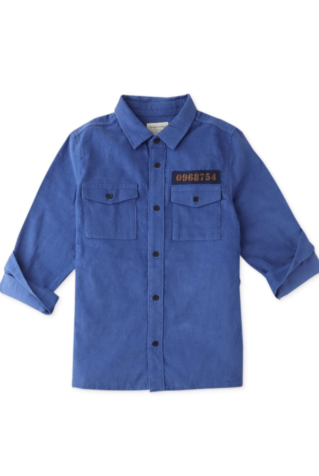 جينجرسنابس قميص بولو ولادي منسوج سادة بأكمام طويلة أزرق