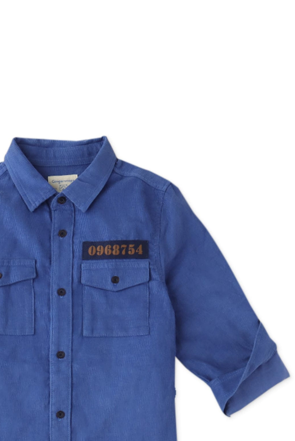 جينجرسنابس قميص بولو ولادي منسوج سادة بأكمام طويلة أزرق