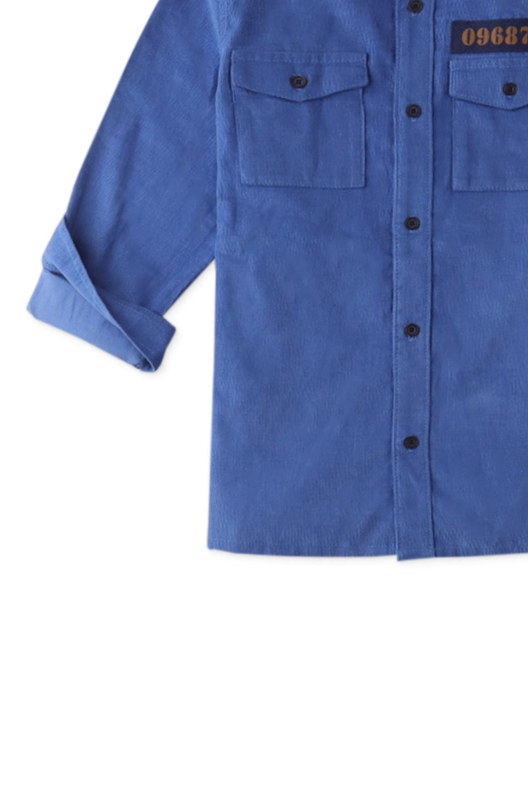 جينجرسنابس قميص بولو ولادي منسوج سادة بأكمام طويلة أزرق