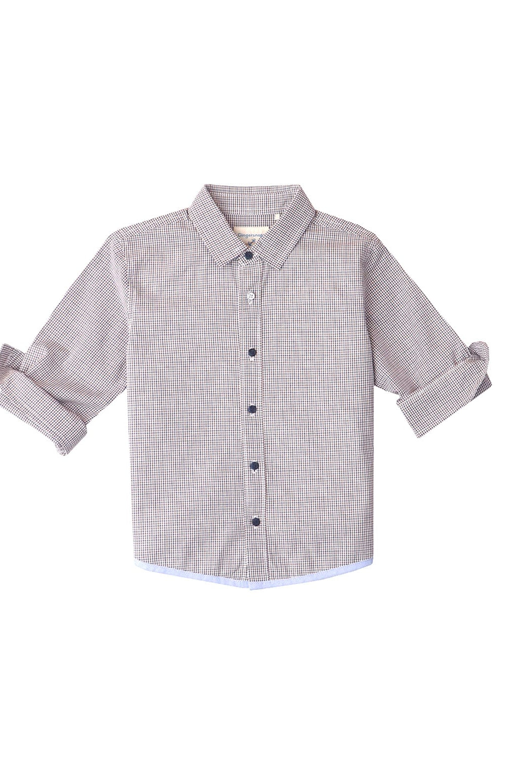 جينجرسنابس قميص بولو مربعات كم طويل بأزرار أمامية ولادي متعدد الألوان