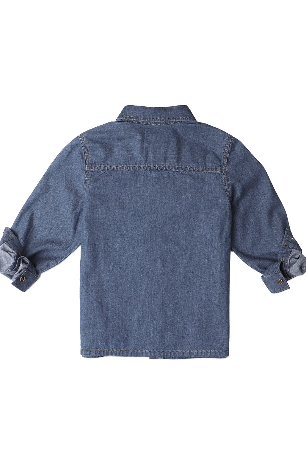 جينجرسنابس قميص بولو جينز ولادي كم طويل بأزرار أمامية أزرق