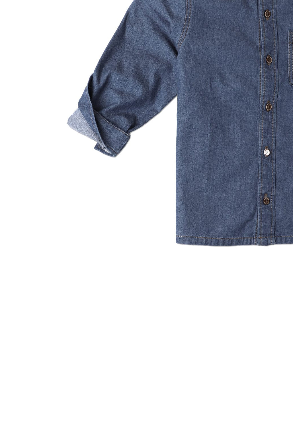 جينجرسنابس قميص بولو جينز ولادي كم طويل بأزرار أمامية أزرق