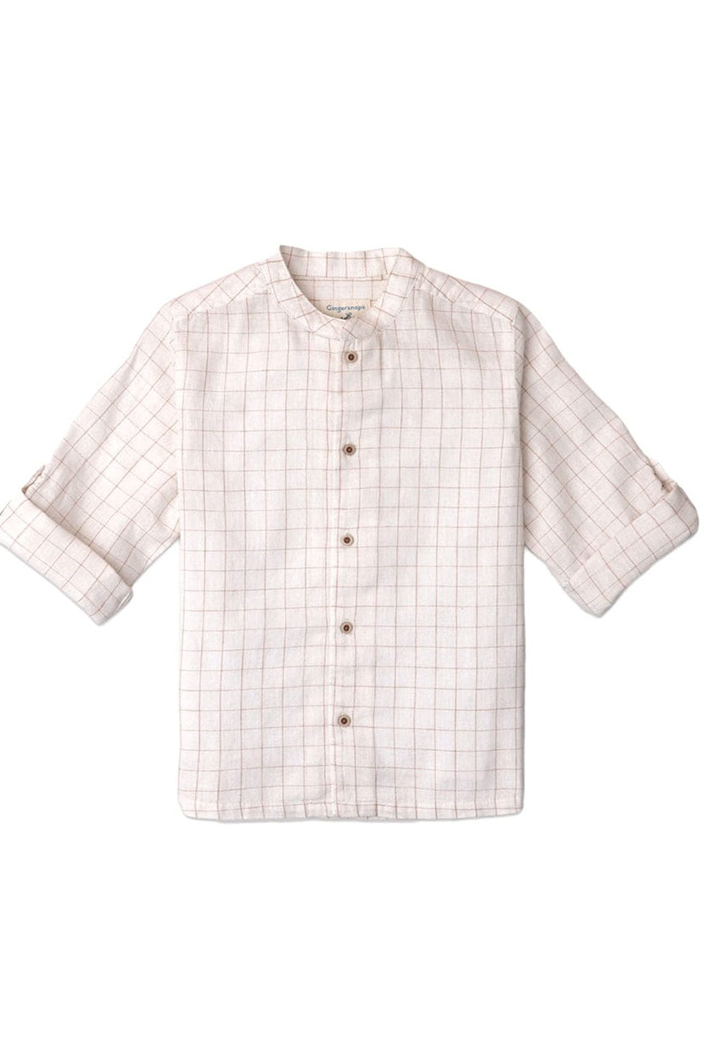 جينجرسنابس قميص بولو جينز كم طويل ولادي بأزرار أمامية أوف وايت