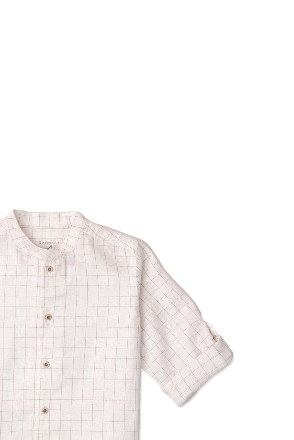 جينجرسنابس قميص بولو جينز كم طويل ولادي بأزرار أمامية أوف وايت