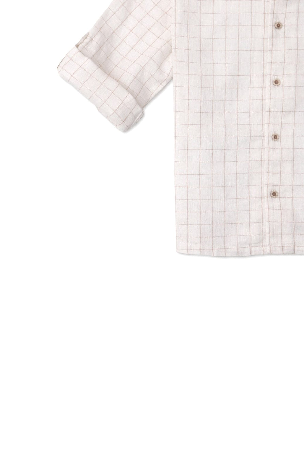 جينجرسنابس قميص بولو جينز كم طويل ولادي بأزرار أمامية أوف وايت