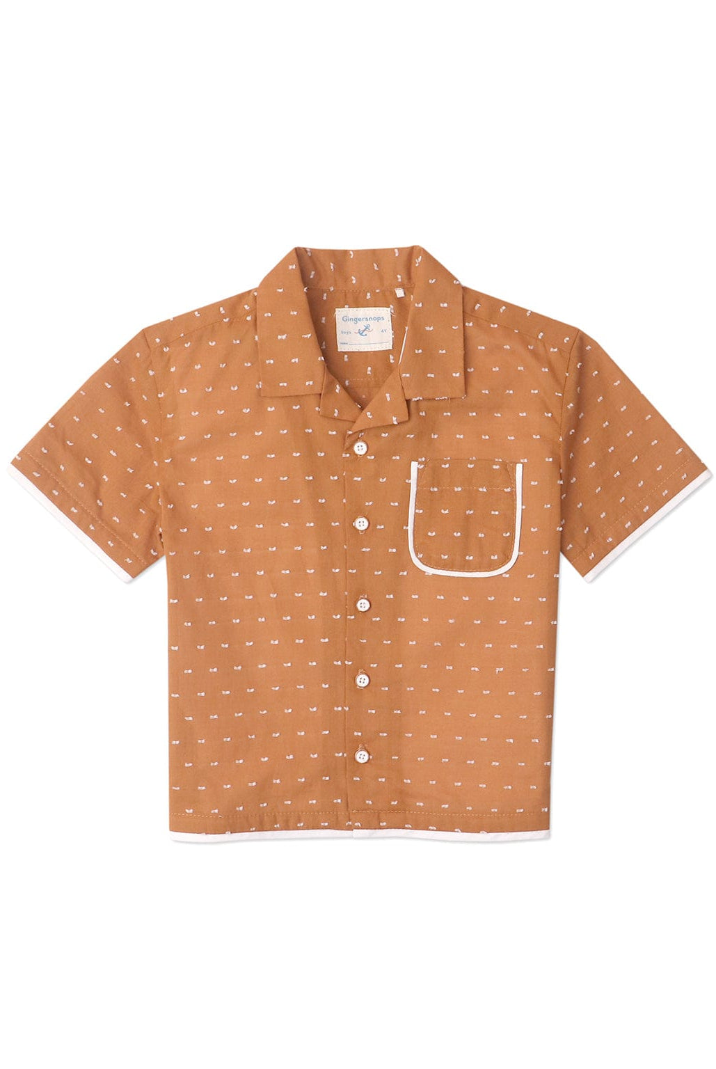 جينجرسنابس قميص بولو مطرز ولادي نص كم بياقة بني