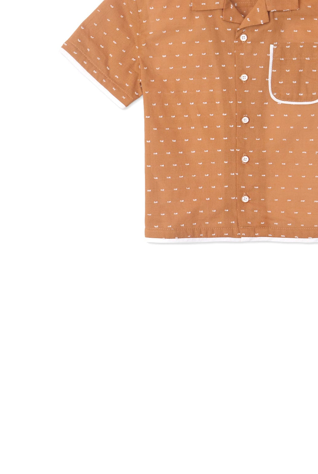 جينجرسنابس قميص بولو مطرز ولادي نص كم بياقة بني