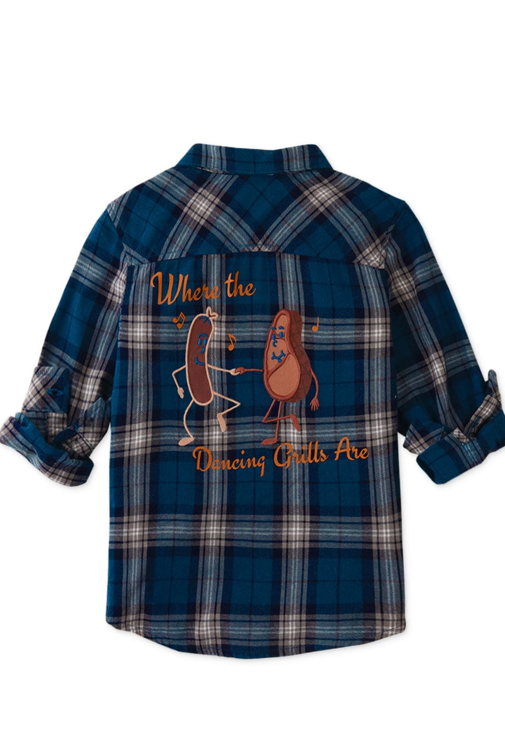 جينجرسنابس قميص كاروهات بأزرار أمامية كم طويل ولادي أزرق