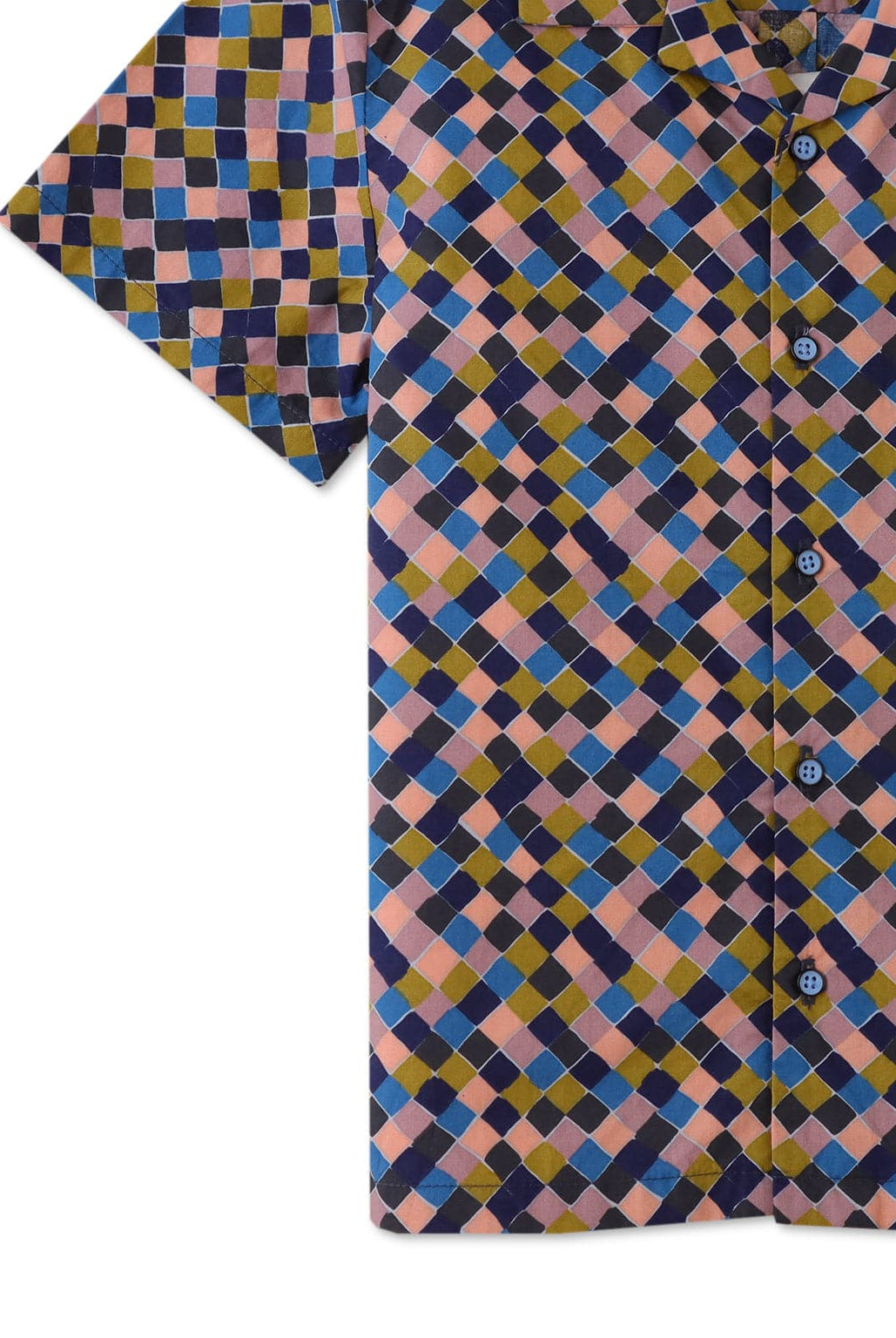 جينجرسنابس قميص ولادي مربعات بأزرار أمامية نص كم متعدد الألوان