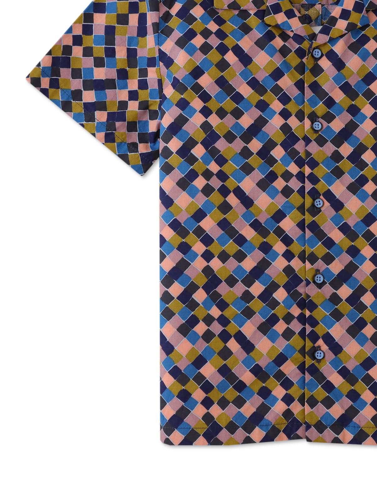 جينجرسنابس قميص ولادي مربعات بأزرار أمامية نص كم متعدد الألوان