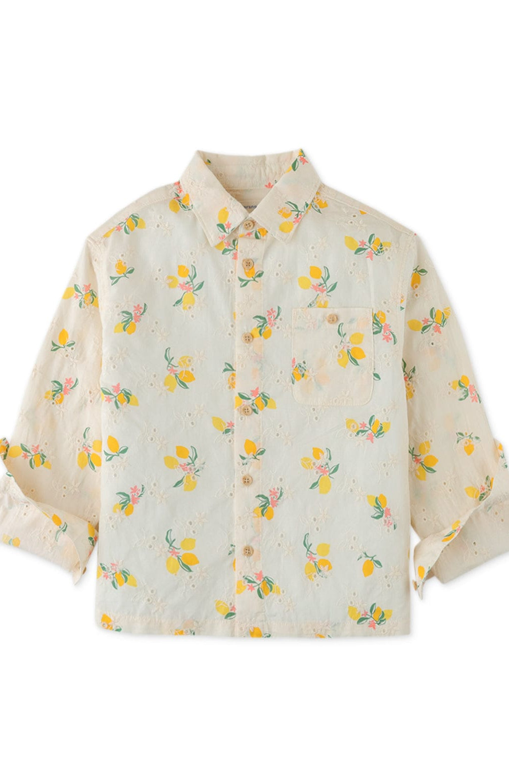 جينجرسنابس قميص بولو ولادي بأزرار أمامية بنقشة ليمون كم طويل