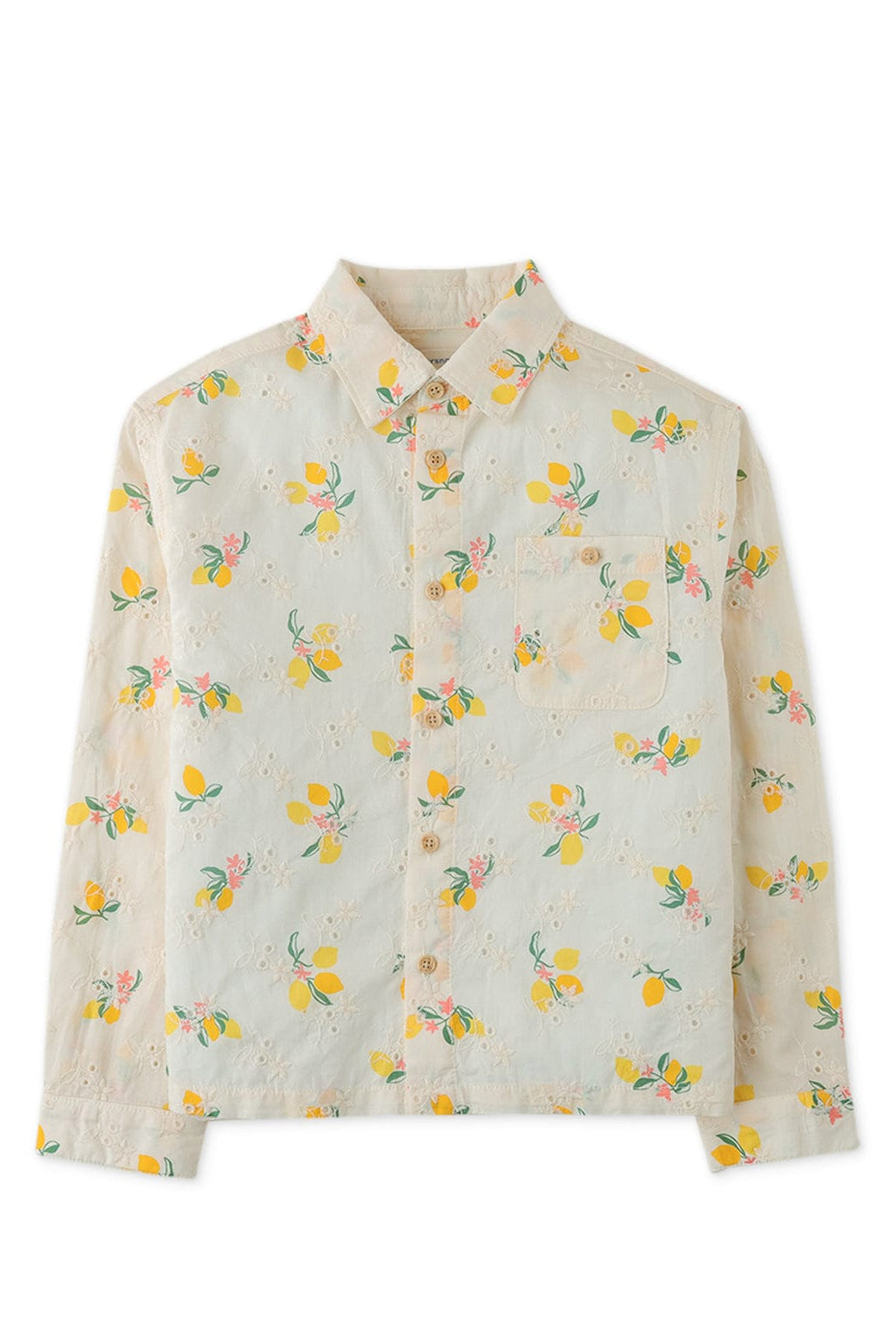 جينجرسنابس قميص بولو ولادي بأزرار أمامية بنقشة ليمون كم طويل