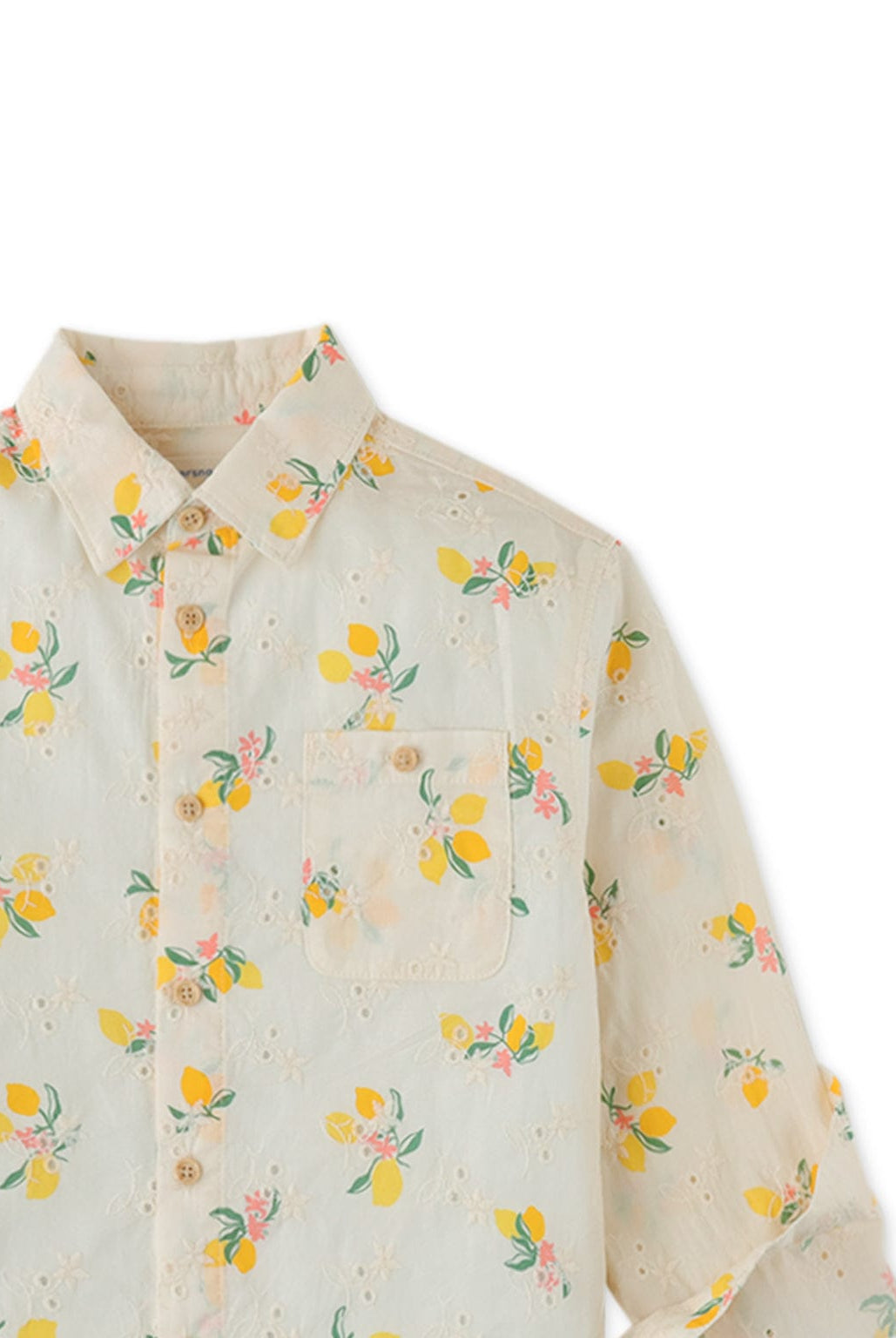 جينجرسنابس قميص بولو ولادي بأزرار أمامية بنقشة ليمون كم طويل