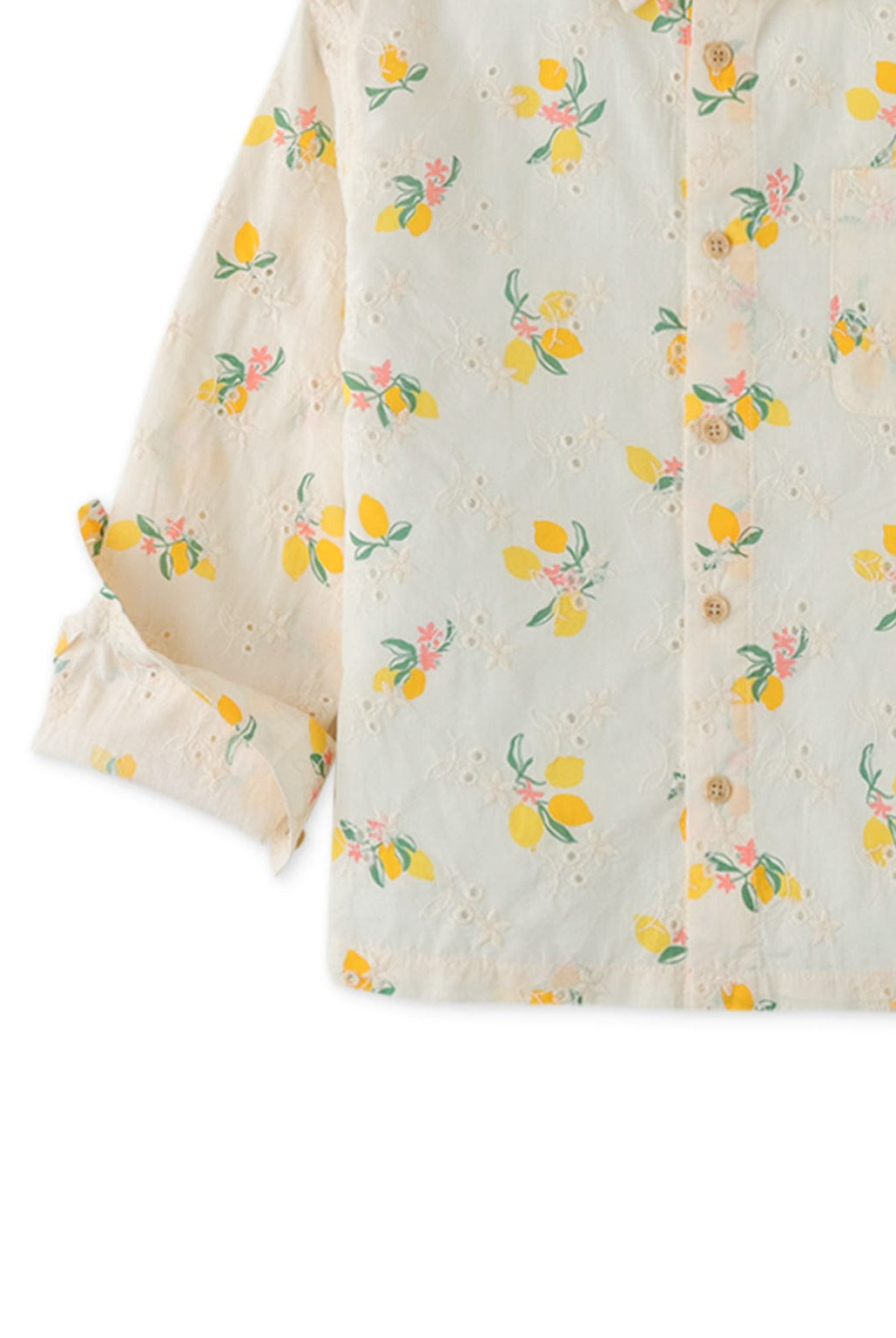 جينجرسنابس قميص بولو ولادي بأزرار أمامية بنقشة ليمون كم طويل