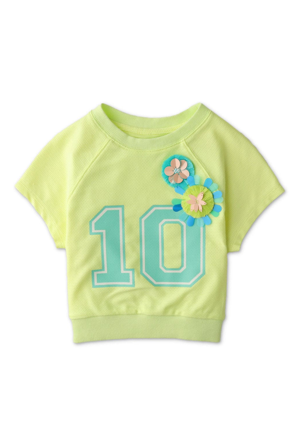 جينجرسنابس بلوزة بناتي نص كم منقوش نيون أصفر