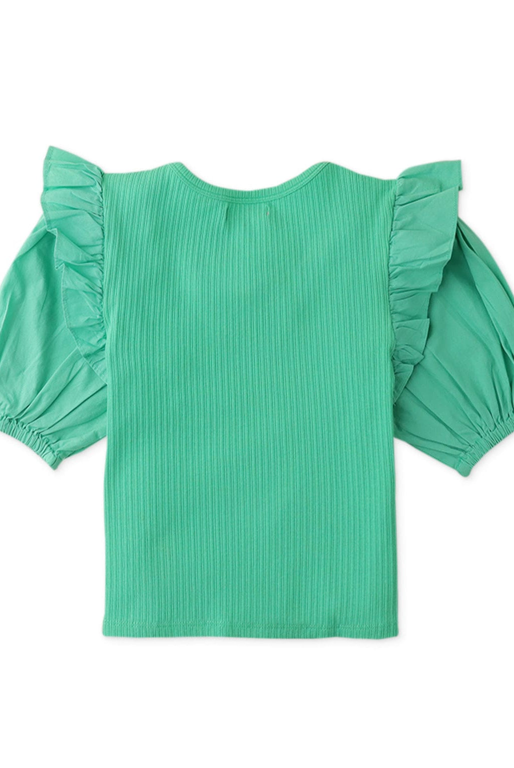جينجرسنابس بلوزة بناتي سادة مضلع نص كم بف أخضر