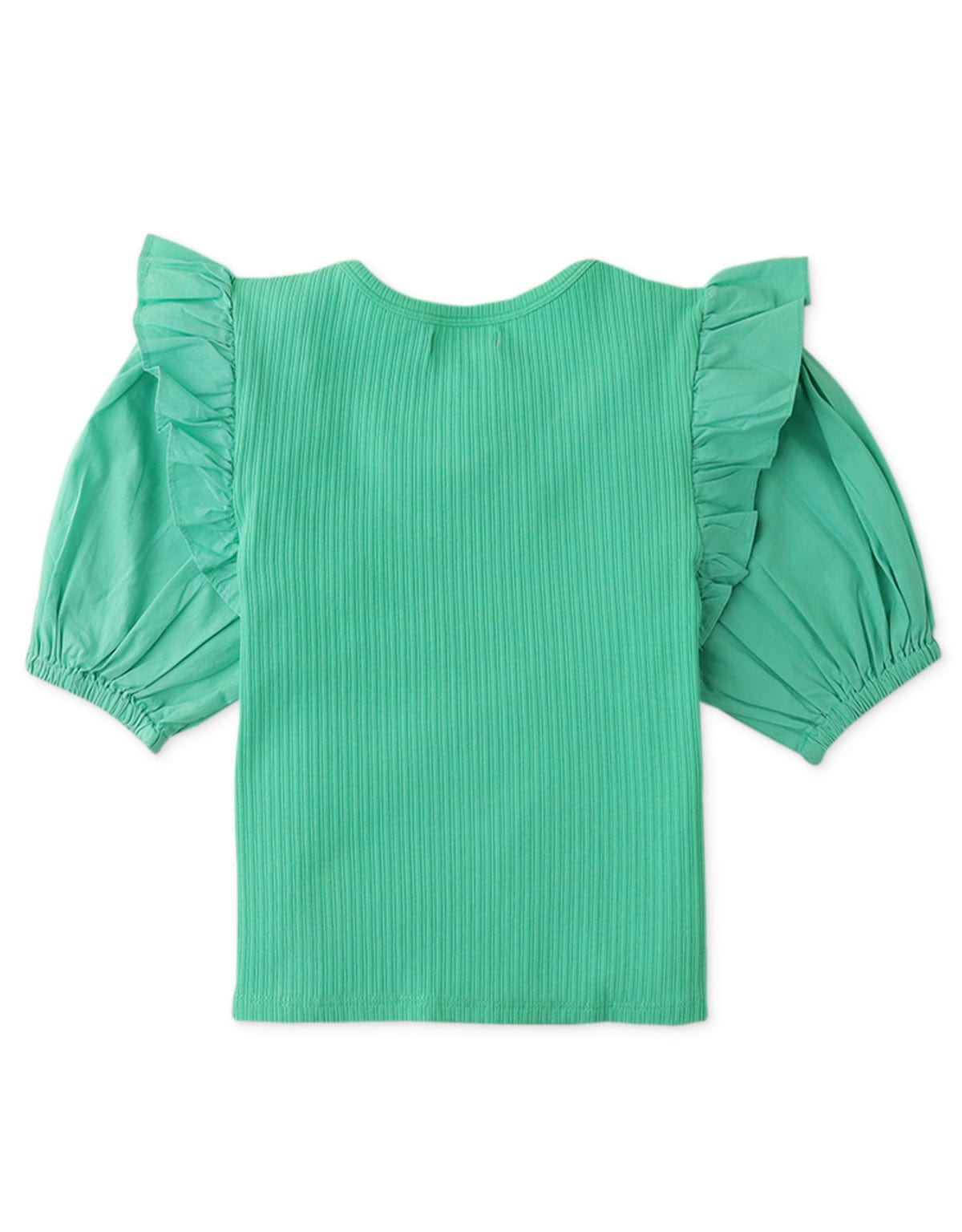 جينجرسنابس بلوزة بناتي سادة مضلع نص كم بف أخضر