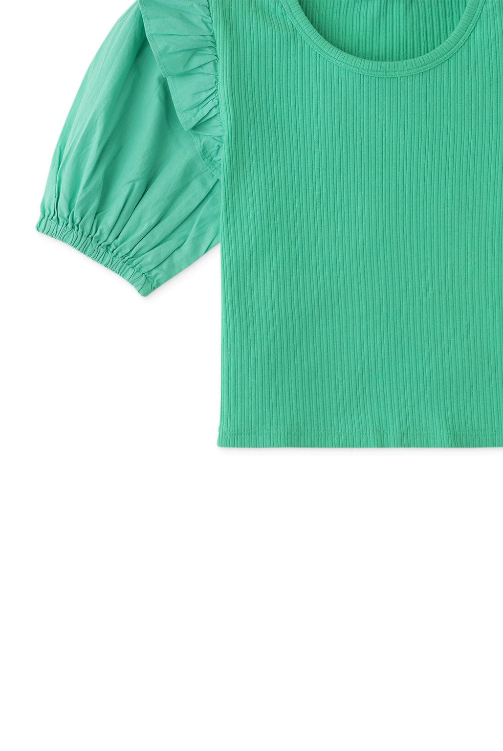 جينجرسنابس بلوزة بناتي سادة مضلع نص كم بف أخضر