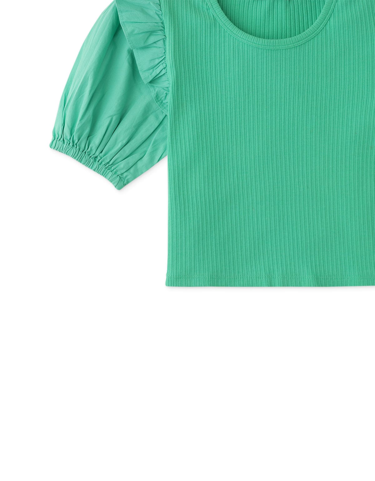 جينجرسنابس بلوزة بناتي سادة مضلع نص كم بف أخضر