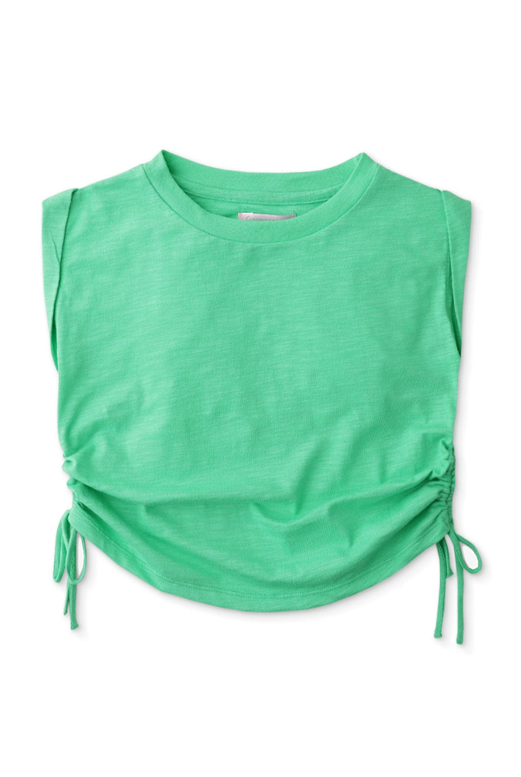 جينجرسنابس بلوزة بناتي سادة برباطين جانبيين بدون كم أخضر