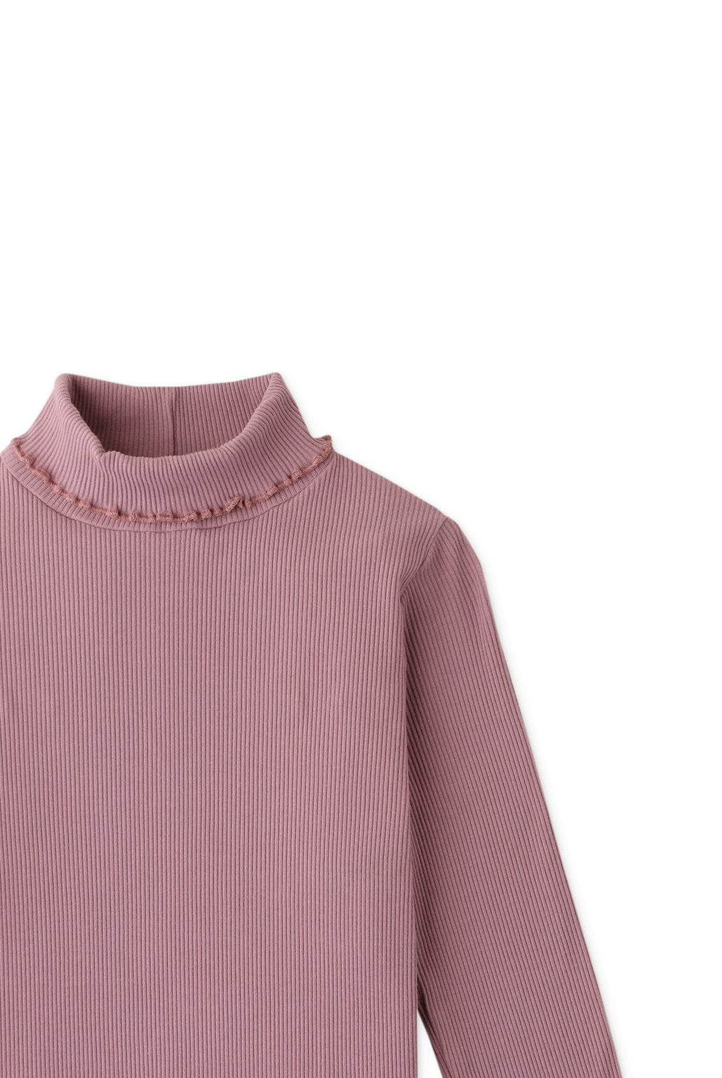 جينجرسنابس بلوزة بناتي سادة برقبة طويلة بحواف مكشكشه أرجواني