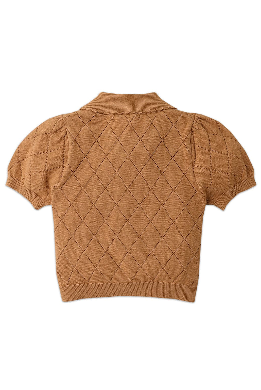 جينجرسنابس بلوزة بناتي بياقة نص كم بني