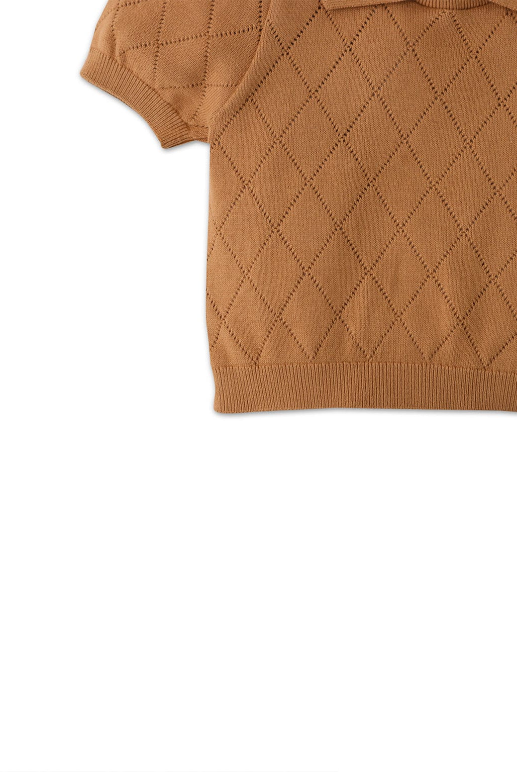 جينجرسنابس بلوزة بناتي بياقة نص كم بني