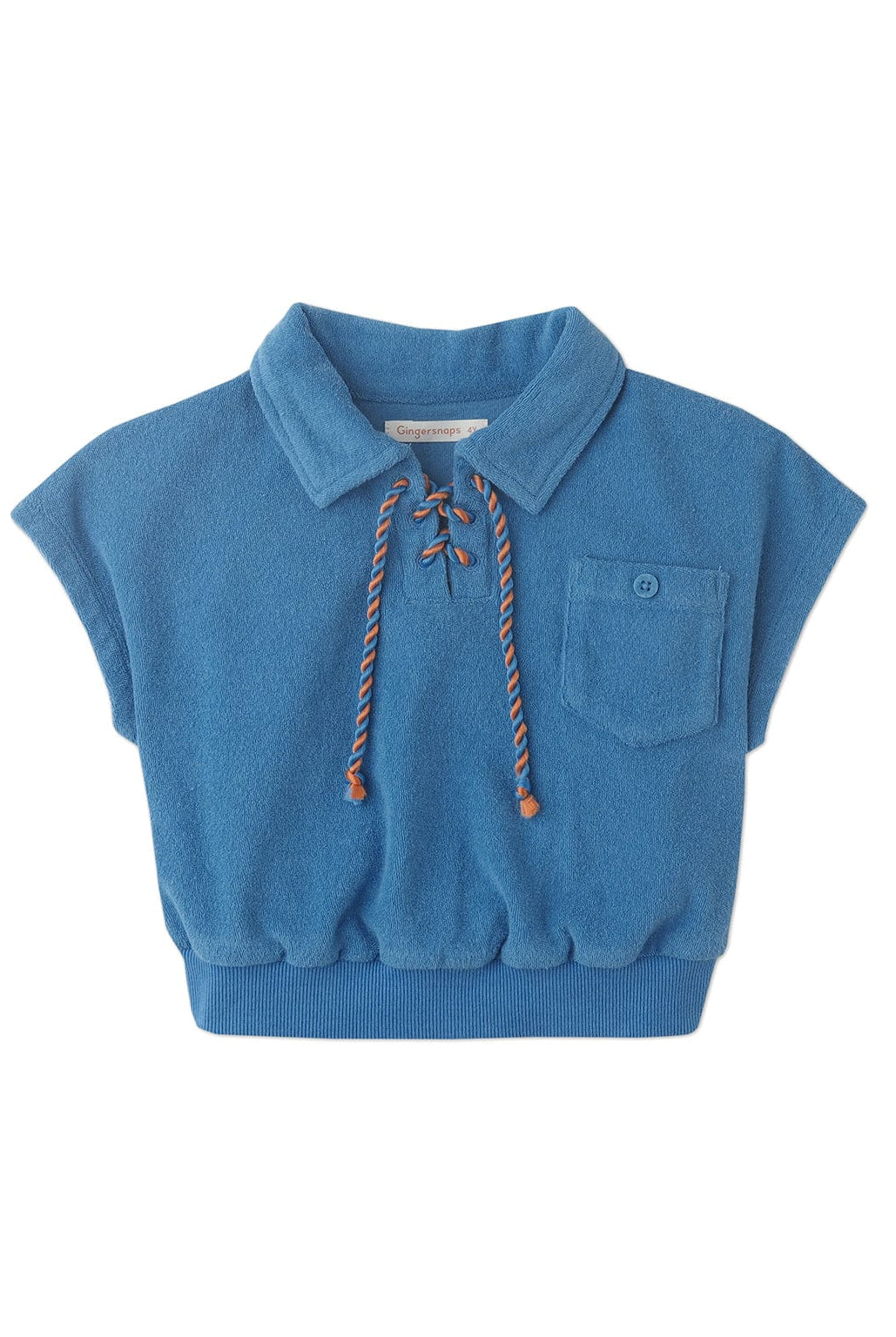 جينجرسنابس بلوزة بناتي برباط عالياقة أزرق