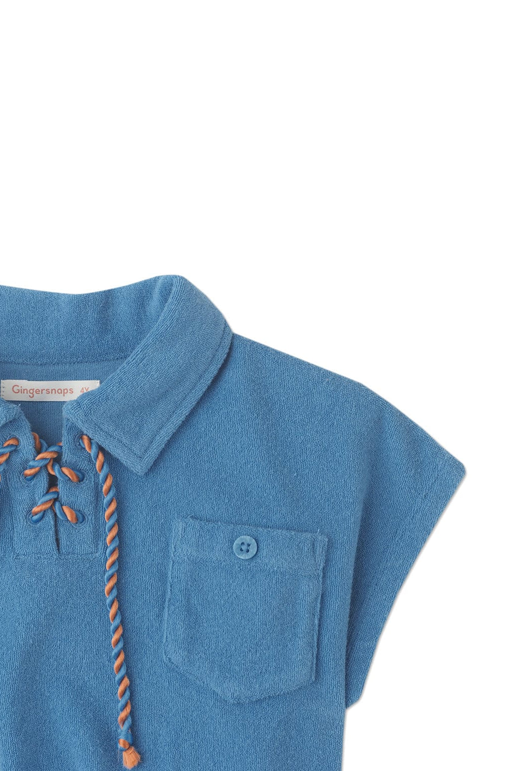 جينجرسنابس بلوزة بناتي برباط عالياقة أزرق