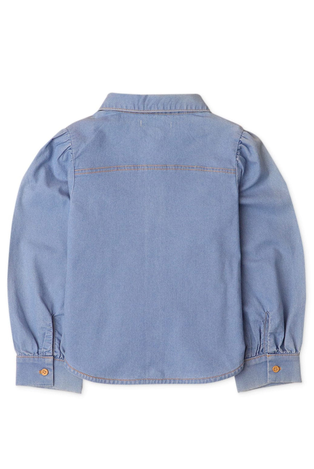 جينجرسنابس بلوزة بناتي بأكمام طويلة على شكل قميص أزرق