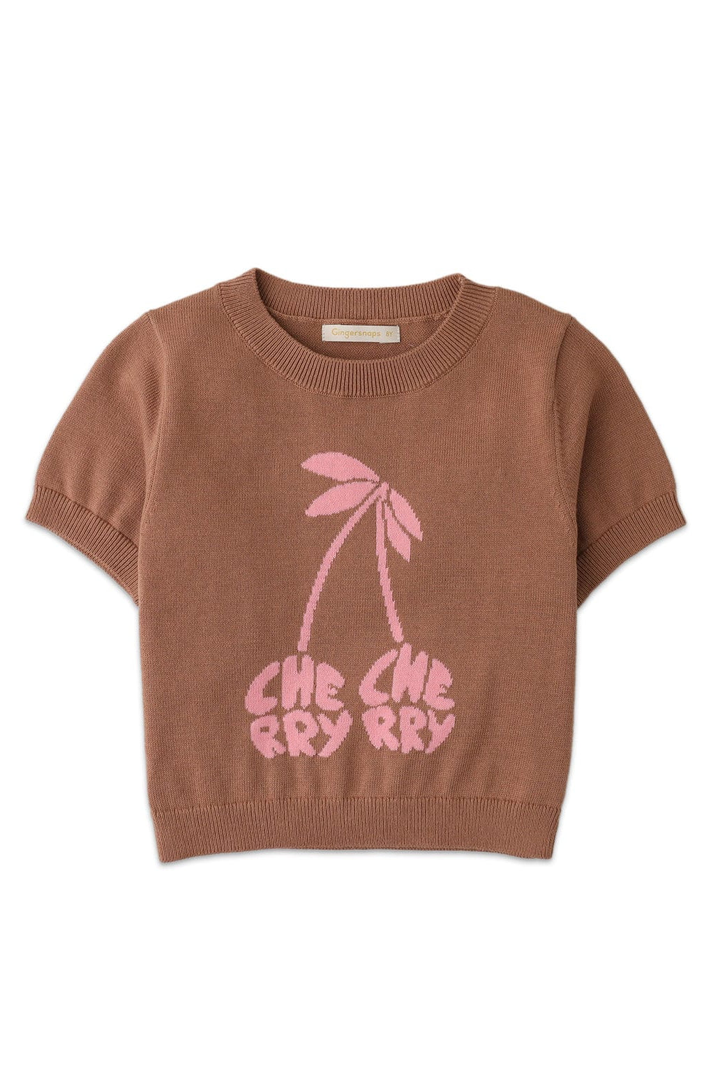 جينجرسنابس بلوزة بنقشة أمامية نص كم بناتي بني